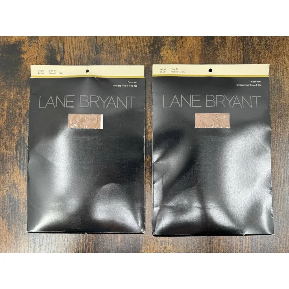 2 Lane Bryant Daysheer Pantyhose Size D Beige Invisible Reinforced Toe NOS